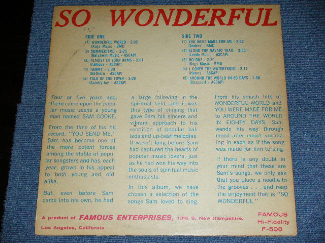 画像: SAM COOKE - SO WONDERFUL ( Ex/Ex+++ ) / 1969 US ORIGINAL MONO Used LP 