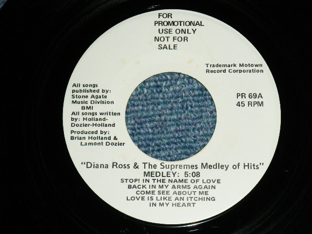 画像: DIANA ROSS & THE SUPREMES - MEDLEY / 1980's?? US ORIGINAL PROMO ONLY 45rpm 7"Single  