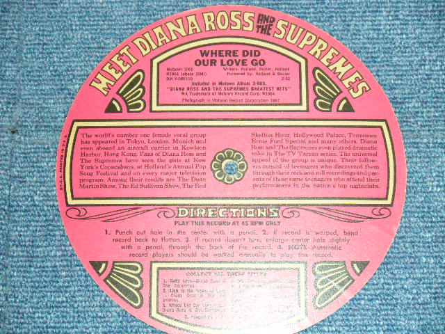 画像: SUPREMES - WHERE DID OUR LOVE GO / 1967 US ORIGINAL FLEXIDISC 45rpm 7"Single  