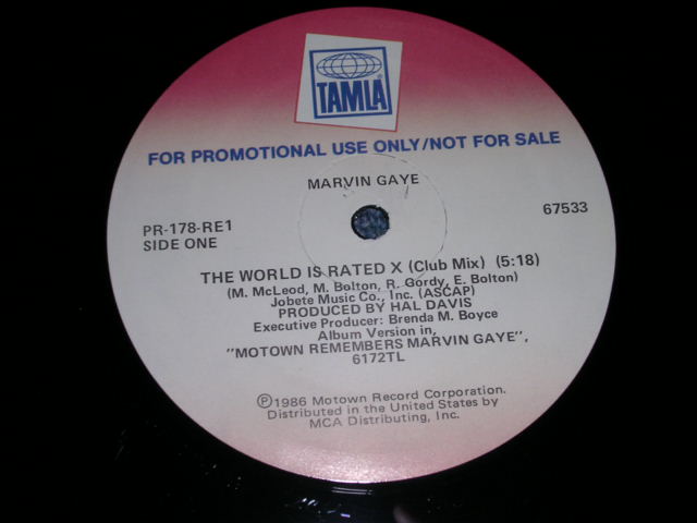 画像: MARVIN GAYE - THE WORLD IS RATED X / 1986 US PROMO ONLY 12" Single  