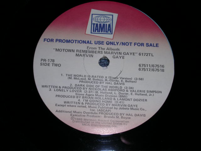 画像: MARVIN GAYE - THE WORLD IS RATED X / 1986 US PROMO ONLY 12" Single  