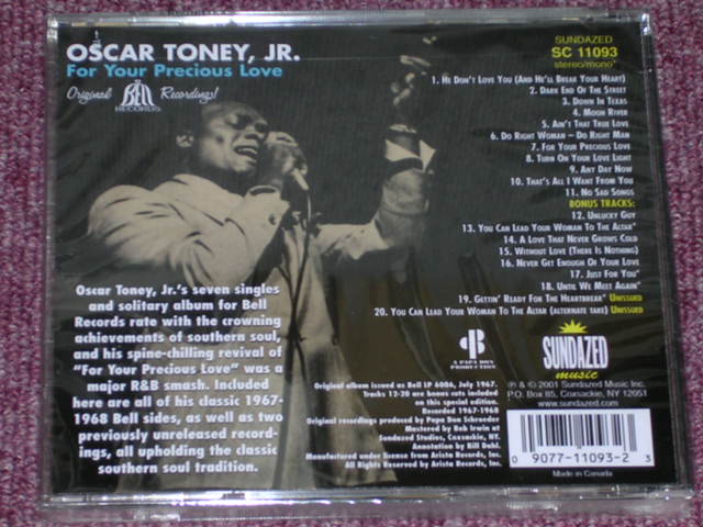 画像: OSCAR TONEY, JR. - FOR YOUR PRECIOUS LOVE / US SEALED NEW CD  