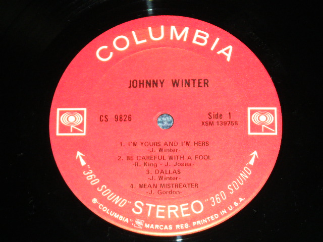 画像: JOHNNY WINTER -JOHNNY WINTER ( Debut Album : Matrix # 1E/1C : VG++/Ex+++, Looks: Ex+ ) / 1969 US AMERICA ORIGINAL "360 SOUND Label" Used LP 