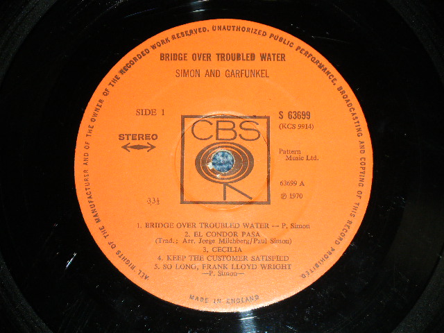 画像: SIMON & GARFUNKEL - BRIDGE OVER TROUBLED WATER ( Matrix Number A2/B3 : Ex++/Ex++) / 1970 UK ENGLAND ORIGINAL Used LP