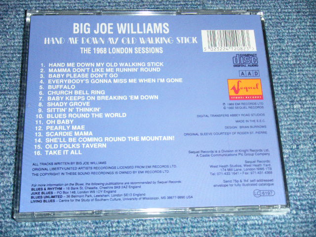 画像: BIG JOHN WILLIAMS - THE 1968 LONDON SESSIONS : HAND ME DOWN MY OLD WALKING STICK  /  1992  UK ENGLAND   Used CD  