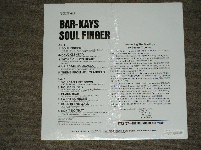 画像: THE BAR-KAYS - SOUL FINGER / US REISSUE Brand New Sealed LP  