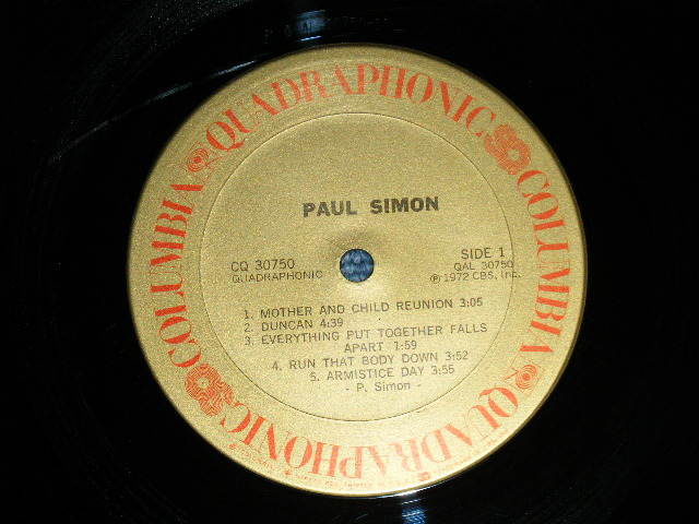 画像: PAUL SIMON (& GARFUNKEL) - PAUL SIMON (QUADRAPHONIC 4 Channel Disc) / 1972 US AMERICA ORIGINAL  Used LP