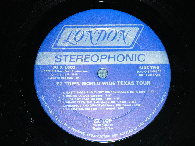 画像: ZZ TOP - WORLD WIDE TEXAS TOUR  ( PROMO ONLY RADIO SAMPLER) (Ex+++/MINT- Looks:Ex++ )  / 1976 US AMERICA ORIGINAL Used LP