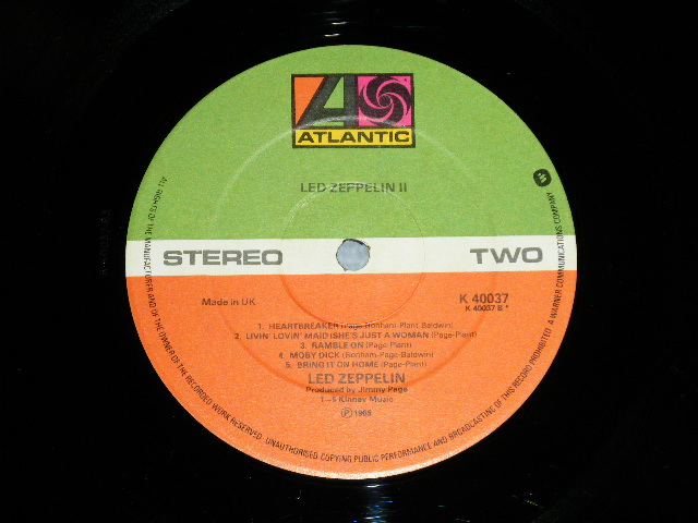 画像: LED ZEPPELIN -  II ( Matrix Number A)K-40037-A1/B)K-40037-B3 Ex+++/MINT-)  / 1970's UK ENGLAND REISSUE Used LP 