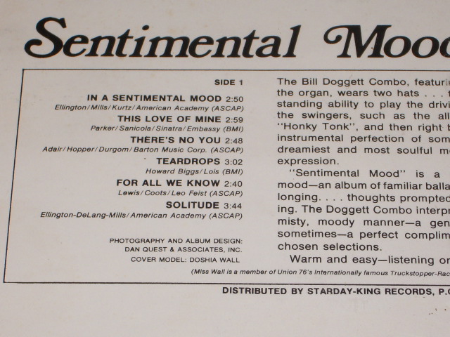 画像: BILL DOGGETT -  SENTIMENTAL MOOD (Ex++/Ex+++) / 1970 US AMERICA ORIGINAL Used LP 