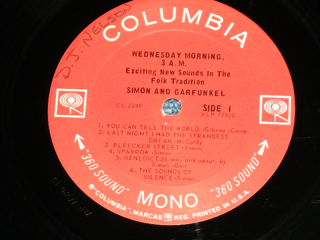 画像: SIMON & GARFUNKEL - WEDNESDAY MORNING,3AM ( Matrix Number : A) XLP 77922-1D/B) XLP 77921-1D : Ex++,Ex+/Ex++ Looks:Ex+ ) / 1965 US AMERICA ORIGINAL 2nd Press "360 Sound MONO Label"  MONO  Used LP