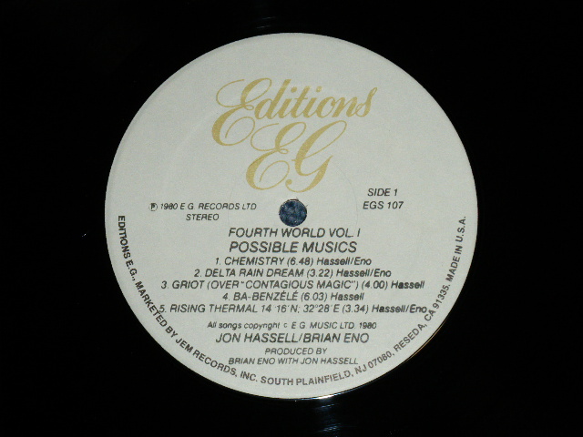画像: JON HASSELL / BRIAN ENO -  FOURTH WORLD VOL.1:POSSIBLE MUSIC (MINT/MINT)  / 1980 US AMERICA  ORIGINAL Used LP