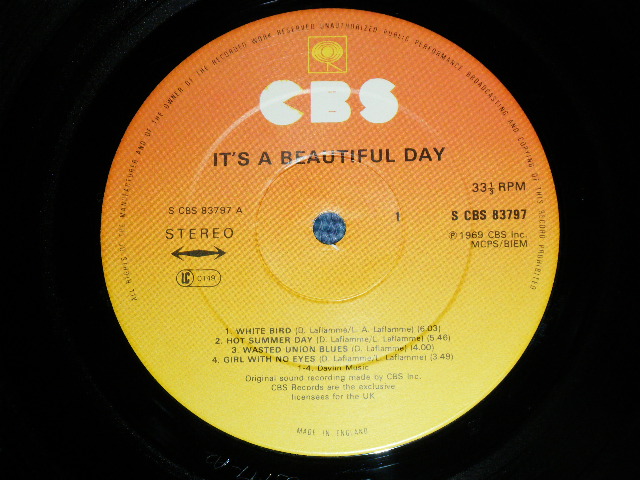 画像: IT'S A BEAUTIFUL DAY - IT'S A BEAUTIFUL DAY (Ex+/MINT-) / Late 1970's UK ENGLAND  "3rd Press Label" Used LP 