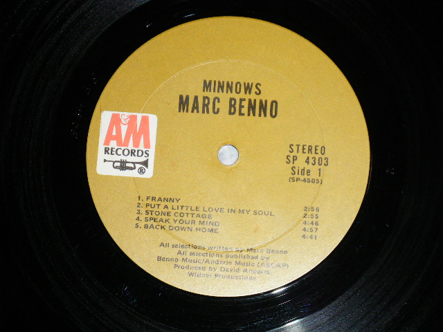 画像: MARC BENNO (with CLARENCE WHITE,JESSE ED DAVIS,JERRY McGEE,CARL RADLE,BOBBY WOMACK,RITA COOLIDGE,NICK DE CARO + More ） - MINNOWS  ( Ex+/Ex++) / 1970  US AMERICA ORIGINAL "BROWN Label" Used LP