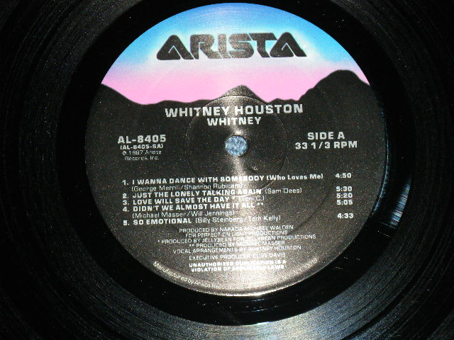 画像: WHITNEY HOUSTON -  WHITNEY  ( MINT/MINT- ) / 1987 US AMERICA ORIGINAL Used LP  