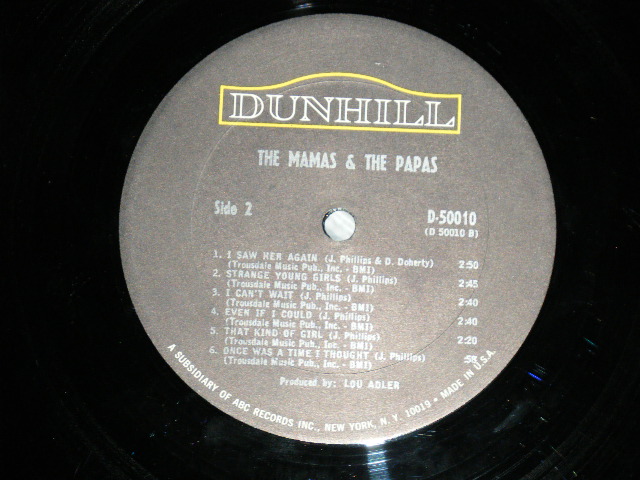 画像: The MAMAS & The PAPAS -  The MAMAS & The PAPAS  CASS JOHN MICHELLE DENNIS  (Matrix # A) D-50010 A -1B /B) D-50010 B -1C  : Ex++/Ex+++ Looks:Ex+ ) / 1966 US AMERICA   ORIGINAL "MONO Used  LP 