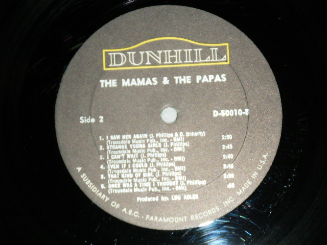 画像: The MAMAS & The PAPAS -  The MAMAS & The PAPAS  CASS JOHN MICHELLE DENNIS  (Matrix # A) D-50010 A  1X /B) D-50010 B  CK  : Ex+++/Ex+++ Looks:Ex+ ) / 1966 US AMERICA   ORIGINAL "1st Press Cover"  "MONO Used  LP 