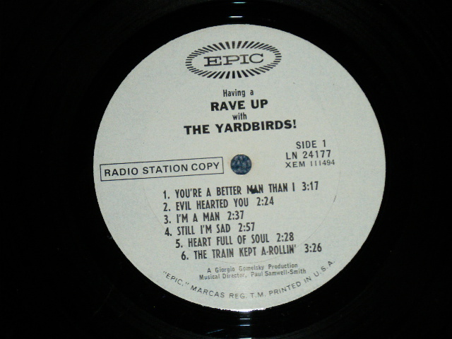 画像: THE YARDBIRDS - HAVING A RAVE UP ( Ex/Ex+++) / 1965 US ORIGINAL "WHITE LABEL PROMO" MONO Used LP 