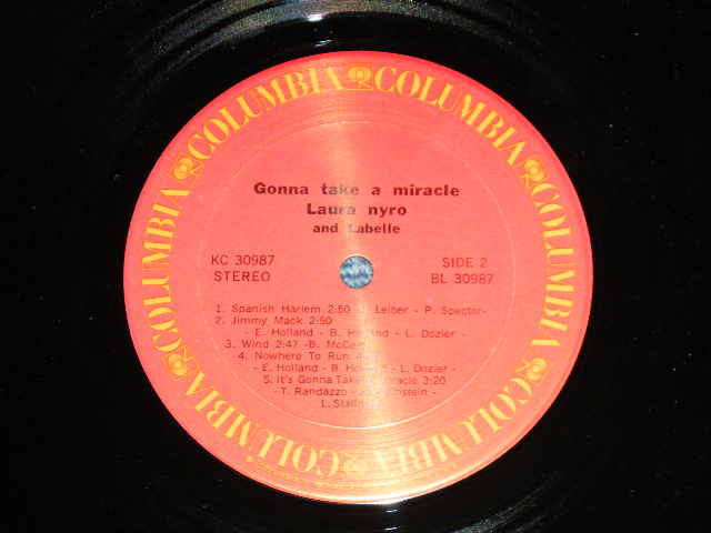 画像: LAURA NYRO - GONNA MAKE A MIRACLE (Matrix # A)PAL 30987 2D 18 F/W  (both are circled) MASTERING BY FRANKFORD/WAYNE PHILA SJR  B)PBL-30987-4G 1 S SJR) "Columbia Records Pressing Plant, Santa Maria Press" (Ex++/MINT- Looks:Ex+++) / 1971 US AMERICA ORIGINAL"1st Press Label" Used  LP