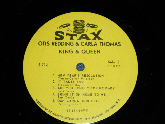 画像: OTIS REDDING & CARLA THOMAS - KING & QUEEN (Matrix #          A) ST-STX-66973-AP  LW   B) ST-STX-66974-AP  LW) ( Ex+/Ex++ ; Cut out )  / 1967 US AMERICA ORIGINAL 2nd Press "YELLOW Label" "  "1841 BROADWAY Label" STEREO Used LP 