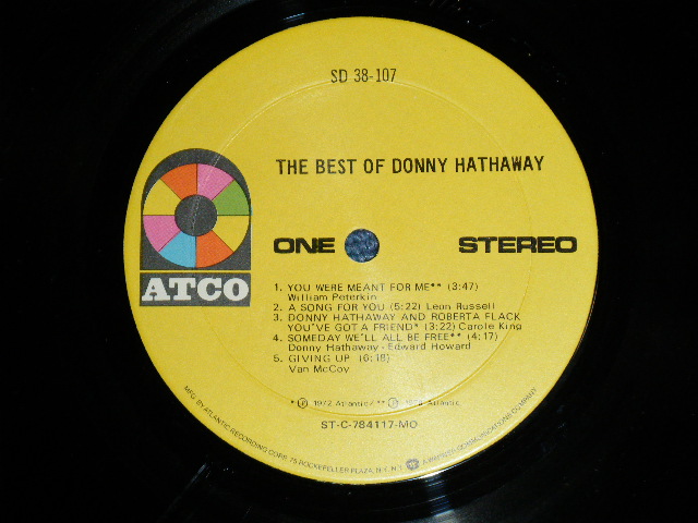 画像: DONNY HATHAWAY - THE BEST OF (Ex+++/Ex+ Looks:Ex )    / 1978 US AMERICA ORIGINAL "Small 75 ROCKFELLER Credit on Label Bottom" Used LP  