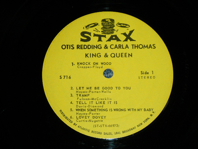 画像: OTIS REDDING & CARLA THOMAS - KING & QUEEN (Matrix #          A) ST-STX-66973-AP  LW   B) ST-STX-66974-AP  LW) ( Ex+/Ex++ ; Cut out )  / 1967 US AMERICA ORIGINAL 2nd Press "YELLOW Label" "  "1841 BROADWAY Label" STEREO Used LP 