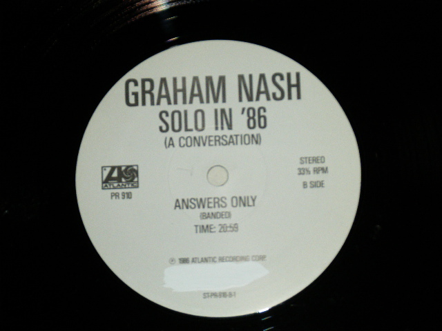 画像: GRAHAM NASH (HOLLIES,C.S.N.&Y.) - SOLO IN '86 (A CONVERSATION) : PROMO ONLY "RADIO SHOW INTERVIEW" with QUE SHEET ( PROMO ONLY LP )  / 1986 US AMERICA "PROMO ONLY" Used LP 