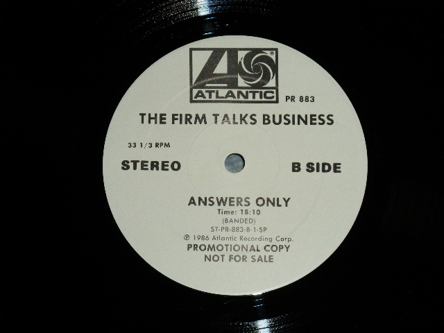 画像: THE FIRM (LED ZEPPELIN) - THE FIRM TALKS BUSINESS : EXCUSSIVE INTERVIEW (PROMO ONLY"QUESTION andANSWERS" ) (Ex+++/MINT-)  / 1986 US PROMO ONLY Used  LP 