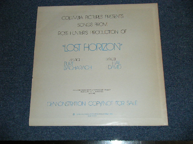 画像: ost (BURT BACHARACH & HAL DAVID) "LOST HORIZON"   ( PROMO ONLY "DEMONSTRATION COPY" ;Ex+++/MINT- )  / 1972 US AMERICA ORIGINAL "PROMO ONLY" "BLUE WAX Vinyl" Used LP 