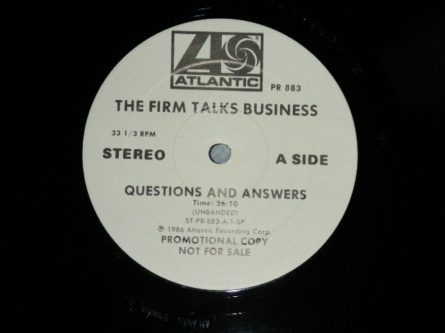 画像: THE FIRM (LED ZEPPELIN) - THE FIRM TALKS BUSINESS : EXCUSSIVE INTERVIEW (PROMO ONLY"QUESTION andANSWERS" ) (Ex+++/MINT-)  / 1986 US PROMO ONLY Used  LP 