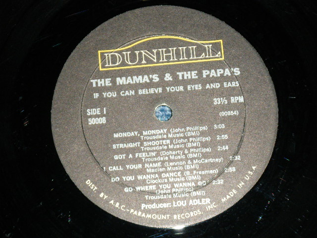 画像: The MAMAS & The PAPAS -   IF YOU CAN BELIEVE YOUR EYES AND EARS  (Matrix # A) 00854 △8792 /B)  00855 △8792-x   Ex+/Ex+ Looks:Ex) / 1966 US AMERICA   ORIGINAL "3rd Press Cover"  "MONO Used  LP 
