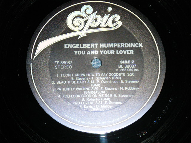 画像: ENGELBERT HUMPERDINCK - YOU AND YOUR LOVER  (Ex++/MINT- ) /  1983 US AMERICA ORIGINAL "PROMO" Used LP 