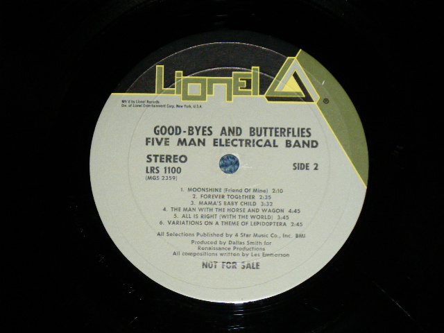 画像: FIVE MAN ELECTRICAL BAND - GOOD-BYE & BUTTERFLIES ( Ex/Ex+++) / 1970  US AMERICA ORIGINAL "Release from MINOR Label" Used LP