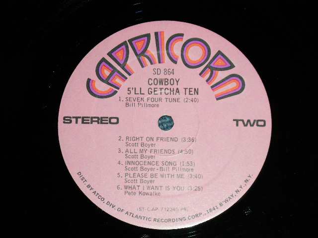 画像: COWBOY - 5'LL GETCHA TEN  ( "1841 B'WAY Label" Ex++/Ex+++) / 1971 US AMERICA ORIGINAL "PINK LABEL"  Used LP 