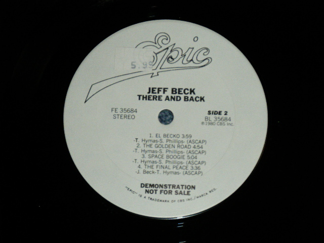 画像: JEFF BECK - THERE & BACK  (Ex++/MINT-)  / 1980 US AMERICA ORIGINAL"WHITE LABEL PROMO" Used LP 