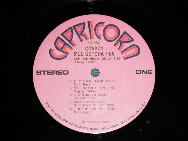 画像: COWBOY - 5'LL GETCHA TEN  ( "1841 B'WAY Label" Ex++/Ex+++) / 1971 US AMERICA ORIGINAL "PINK LABEL"  Used LP 