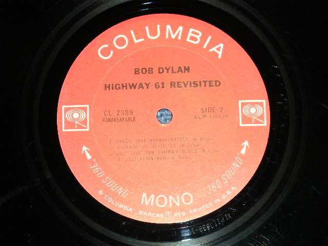 画像: BOB DYLAN -  HIGHWAY 61 REVISITED (Matrix # A)1C / B)1C : MINT-/VG++ )  / 1965 US AMERICA ORIGINAL "White 360 SOUND 'MONO' Label"  Used LP)