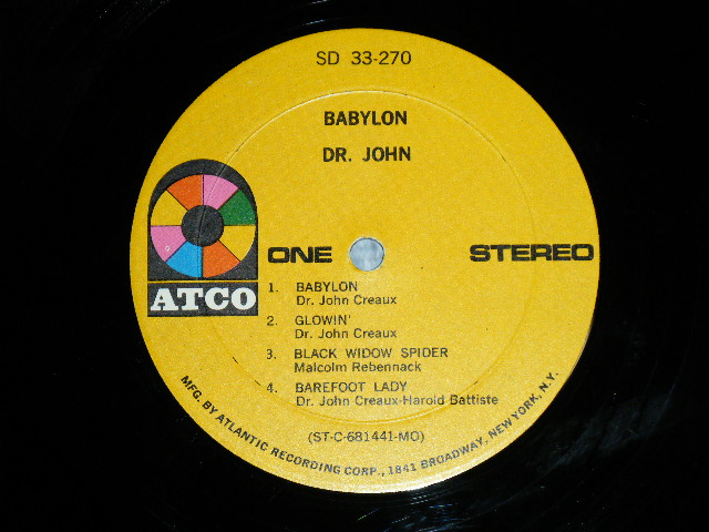 画像: DR. JOHN -  BABYLON ( Ex+/Ex+++ )  /  1968 US AMERICA ORIGINAL "1841 Broadway on Label" Used  LP