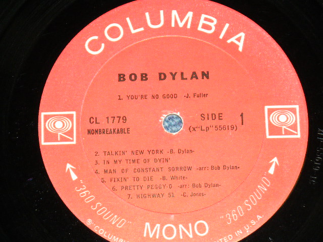画像: BOB DYLAN -  BOB DYLAN : DEBUT ALBUM ( Matrix # A)1C / B)1AB : Ex+/Ex++ Looks:Ex+) /  1966 Version  US ORIGINAL 3rd Press "360 SOUND Label" MONO  Used LP