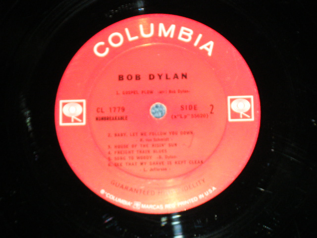 画像: BOB DYLAN -  BOB DYLAN : DEBUT ALBUM ( Matrix # A)1E / B)1C : Ex+/Ex++) /  1963  US ORIGINAL 2nd Press "GURANTEED HIGH FIDELITY Label" MONO  Used LP