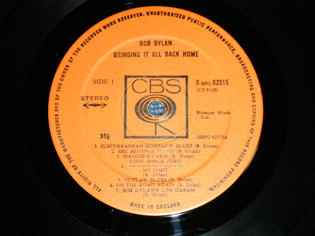 画像: BOB DYLAN -  BRINGING IT ALL BACK HOME  ( Matrix # A)2A / B)2B : Ex+/Ex++, MINT) /  1965 UK ENGLAND ORIGINAL STEREO Used LP