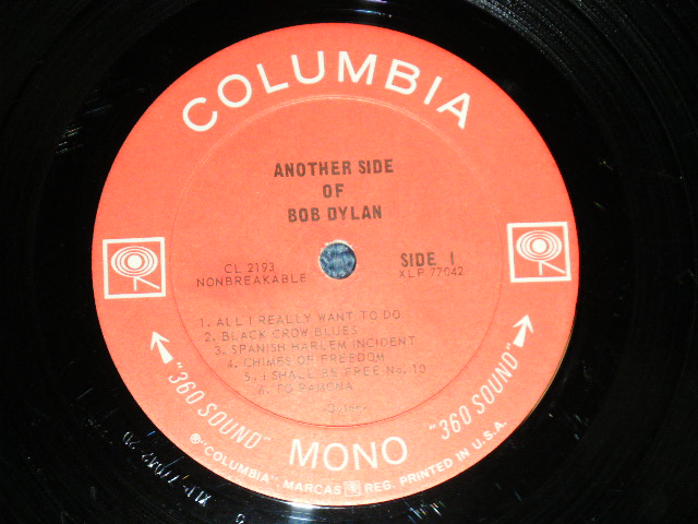 画像: BOB DYLAN - ANOTHER SIDE OF BOB DYLAN ( Matrix # A)2D / B)2D : Ex-/Ex+ Looks:Ex) /  1965 VERSION  US ORIGINAL2nd Press WHITE "360 SOUND Label" MONO  Used LP