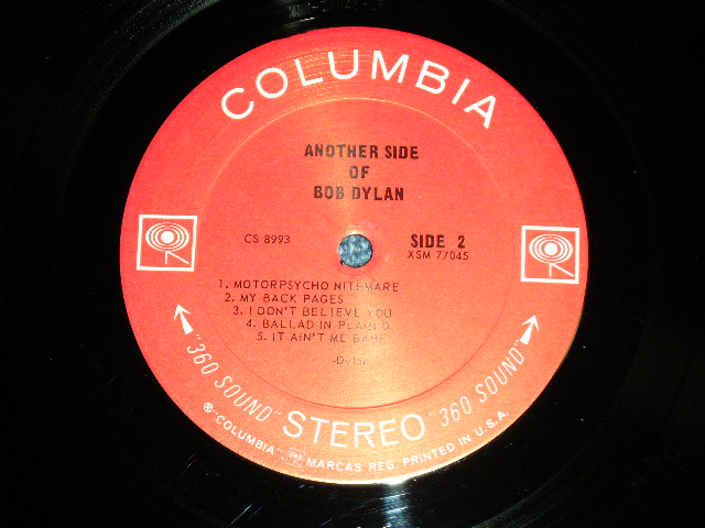 画像: BOB DYLAN - ANOTHER SIDE OF BOB DYLAN ( Matrix # A)1K / B)1F : Ex+/Ex+++ ) /  1965 US ORIGINAL 2nd Press White "360 SOUND Label" STEREO Used LP