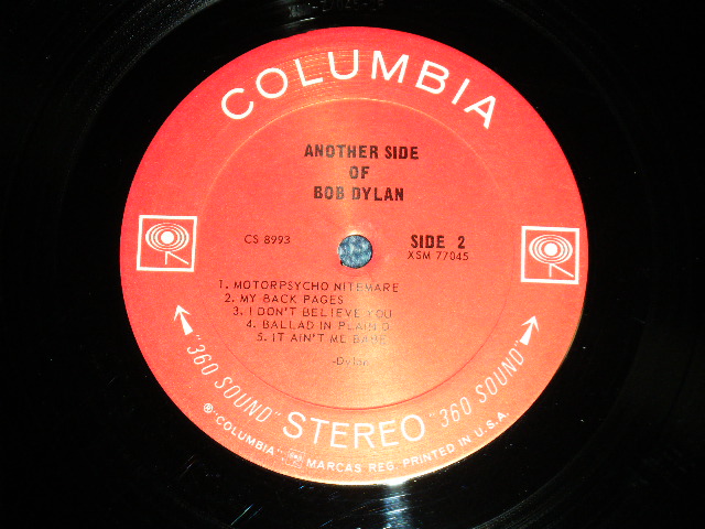 画像: BOB DYLAN - ANOTHER SIDE OF BOB DYLAN ( Matrix # A)1K / B)1F : Ex+/Ex+++ ) /  1965 US ORIGINAL 2nd Press White "360 SOUND Label" STEREO Used LP