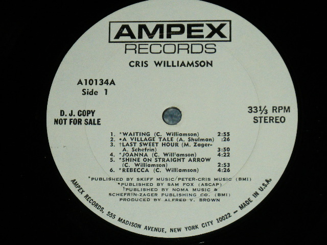 画像: CRIS WILLIAMSON - CRIS WILLIAMSON (LADY SINGER SONG WRITER )  ( Ex/Ex+++) / 1970  US AMERICA Original  "WHITE LABEL PROMO" Used  LP 