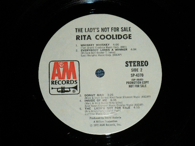 画像: RITA COOLIDGE -  THE LADIES NOT FOR SALE  ( BOOKER T.JONES+MARC BENNO,AL KOOPER,CARL RAIDOL +More ) ( Ex++/Ex+++ Looks:Ex++ ) / 1970 US AMERICA  ORIGINAL "WHITE LABEL PROMO" Used LP 