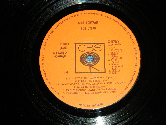 画像: BOB DYLAN -  SELF PORTRAIT  ( Matrix # A)A1 / B)B1 /C)A1 /D)B1  : Ex+++/MINT ) /  1970 UK ENGLAND ORIGINAL Used 2-LP's 