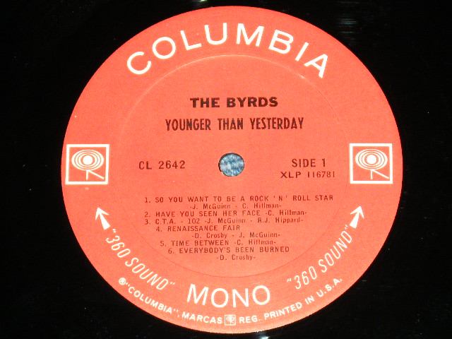 画像: THE BYRDS -  YOUNGER THAN YESTERDAY  ( Matrix # A) 1B /B)1B :  Ex/MINT-) / 1967 ORIGINAL "360 SOUND MONO at Bottom Label"  MONO Used LP
