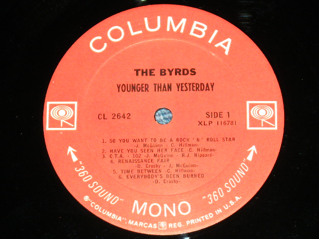 画像: THE BYRDS -  YOUNGER THAN YESTERDAY  ( Matrix # A) 1B /B)1B :  Ex/MINT-) / 1967 ORIGINAL "360 SOUND MONO at Bottom Label"  MONO Used LP