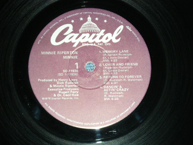 画像: MINNIE RIPERTON - MINNIE ( Ex+++/MINT-)  / 1979  US AMERICA  ORIGINAL Used  LP   